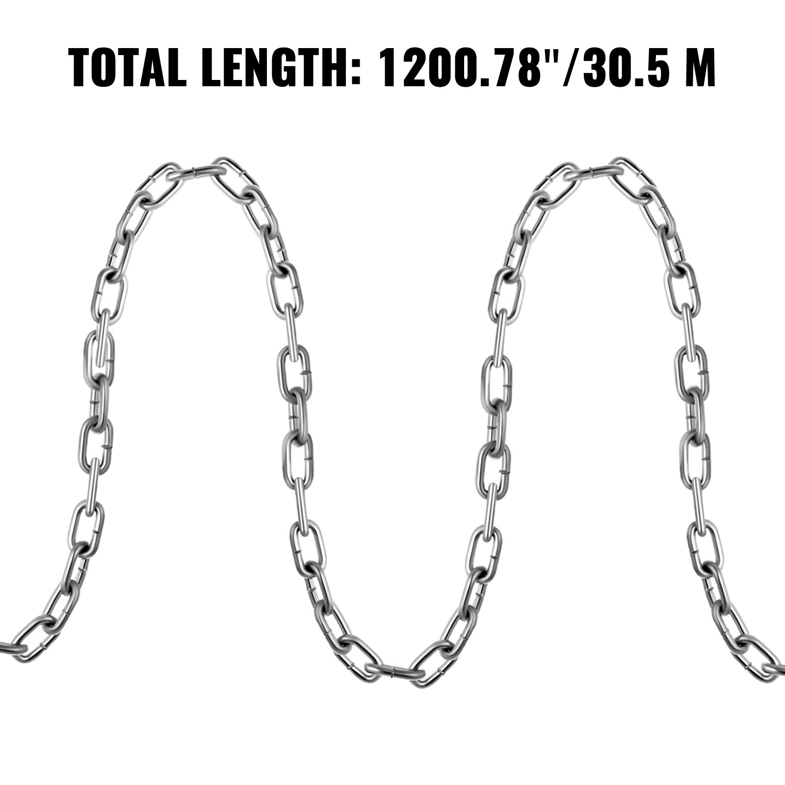 VEVOR Zinc Plated Proof Coil Chain G30 3/16"x100FT Chain Sling Towing Pulling