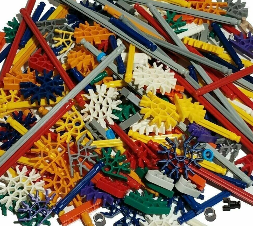 500 KNEX Rods & Connectors Mix w/4 Wheels Standard Classic Parts Random K'NEX