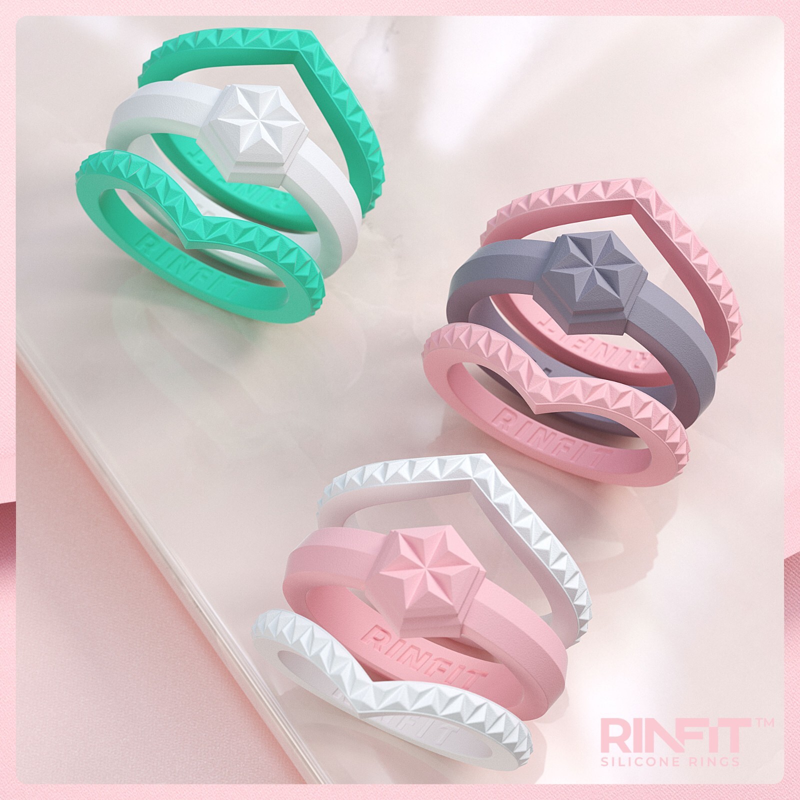 Stackable Couture Silicone Wedding Ring | Soft&Durable Band for Women by Rinfit