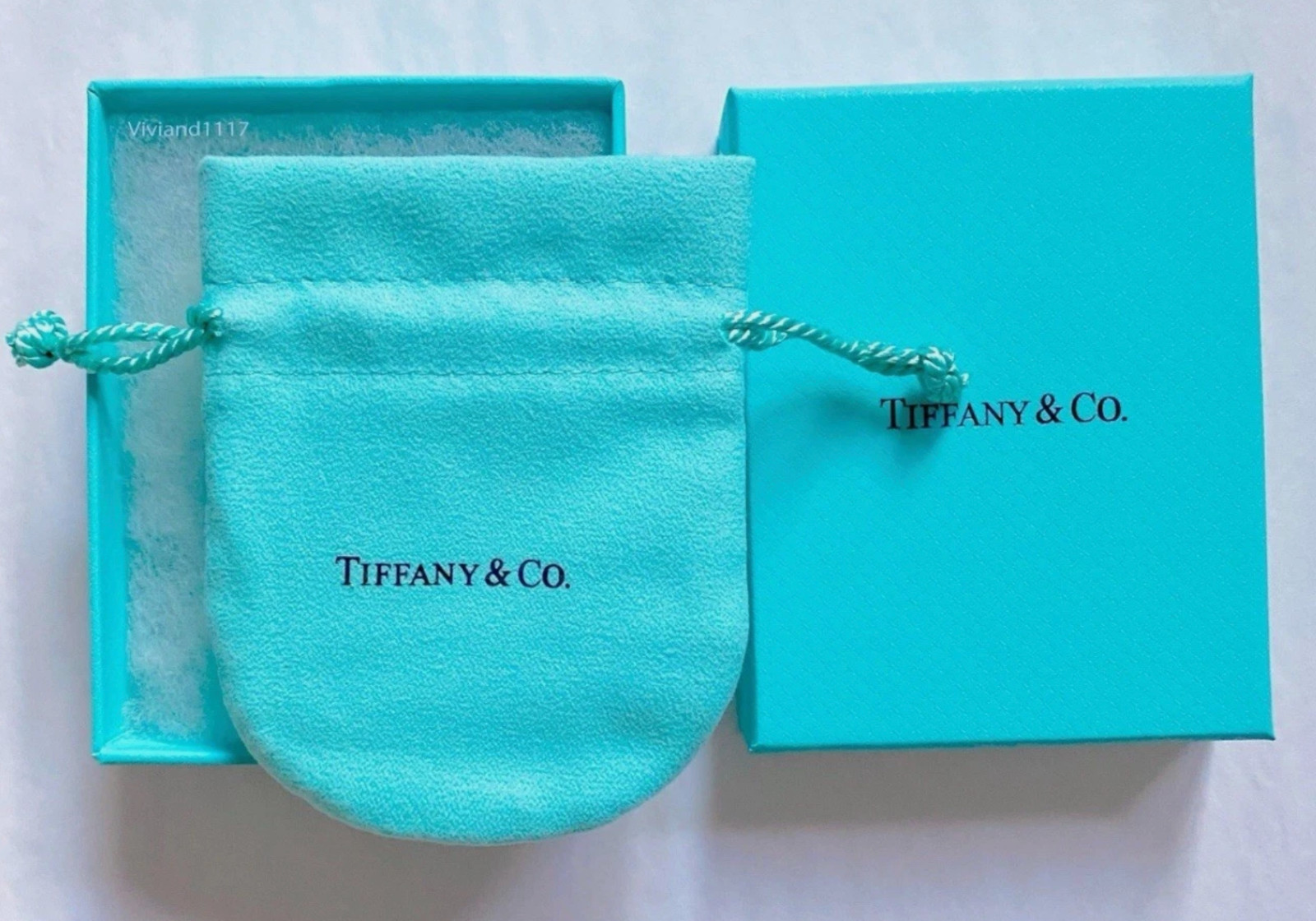 Tiffany & Co Empty 3.75" x 3" x 1.5" Blue Gift Box/Travel Pouch 2pc set