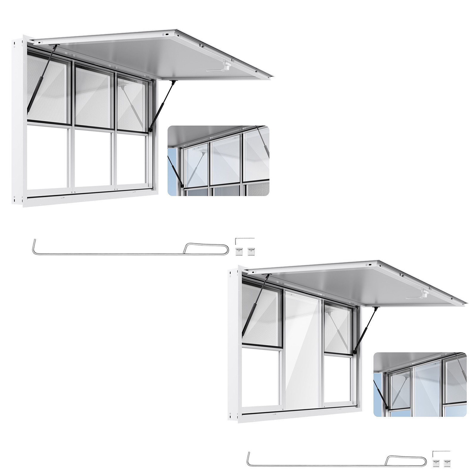 Uimoso 60x36in Concession Food Truck Serving Window with Aluminum Alloy Awning
