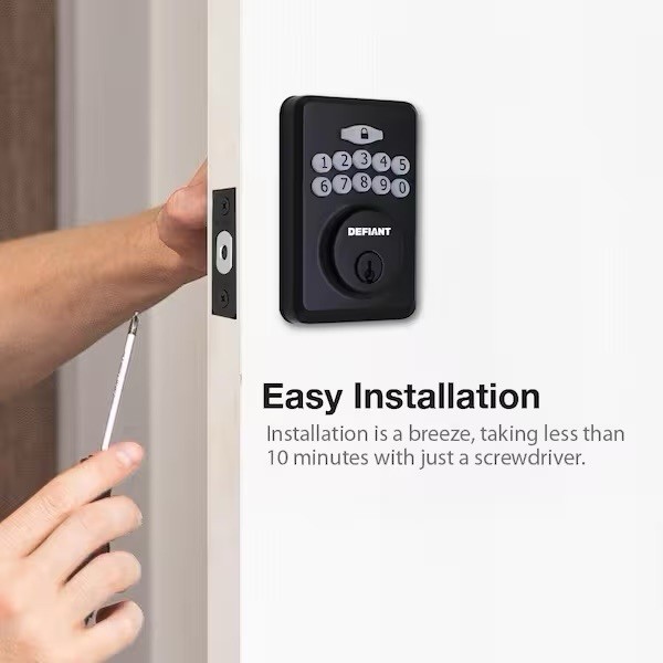 Defiant Radius Matte Black Single Cylinder Electronic Keypad Deadbolt