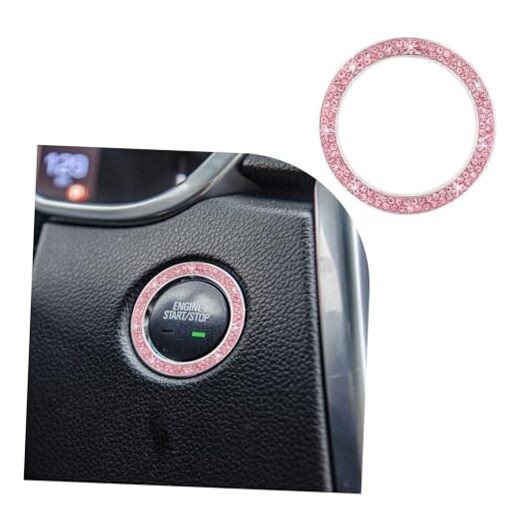 Bling Crystal Double Rhinestone Car Engine Start Stop Decoration 1 PC Pink
