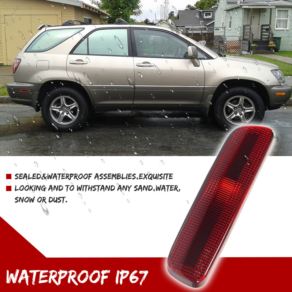 2X Red Lens Rear Bumper Side Marker Corner Lights For 1999-2003 Lexus RX300