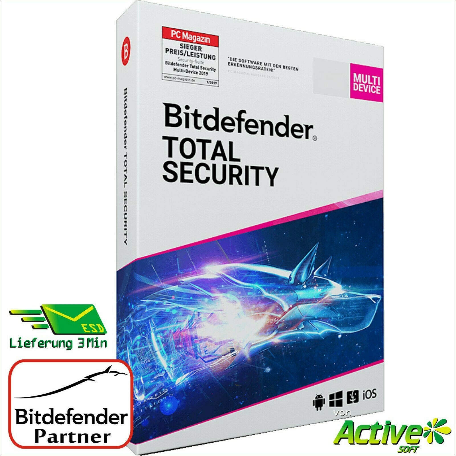 Bitdefender Total Security 2023 10 Geräte 2 Jahre Multi-Device + VPN Std DE UE
