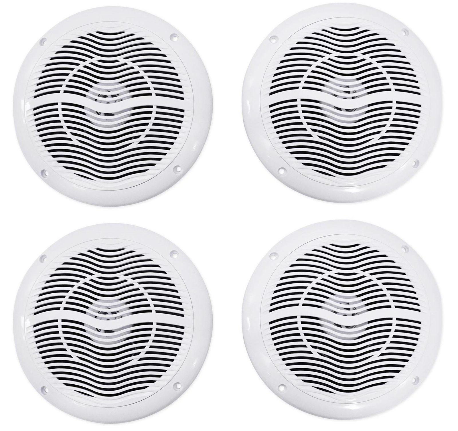 (4) Rockville RMC65W 6.5" 1200 Watt Waterproof Marine Boat Speakers 2-Way White