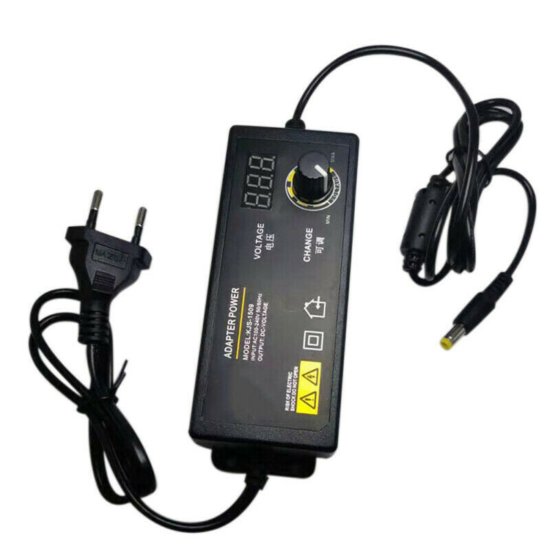 3V-24V 2.5A 60W Adjustable DC Power Supply Adapter Control Volt Display 8 Plugs