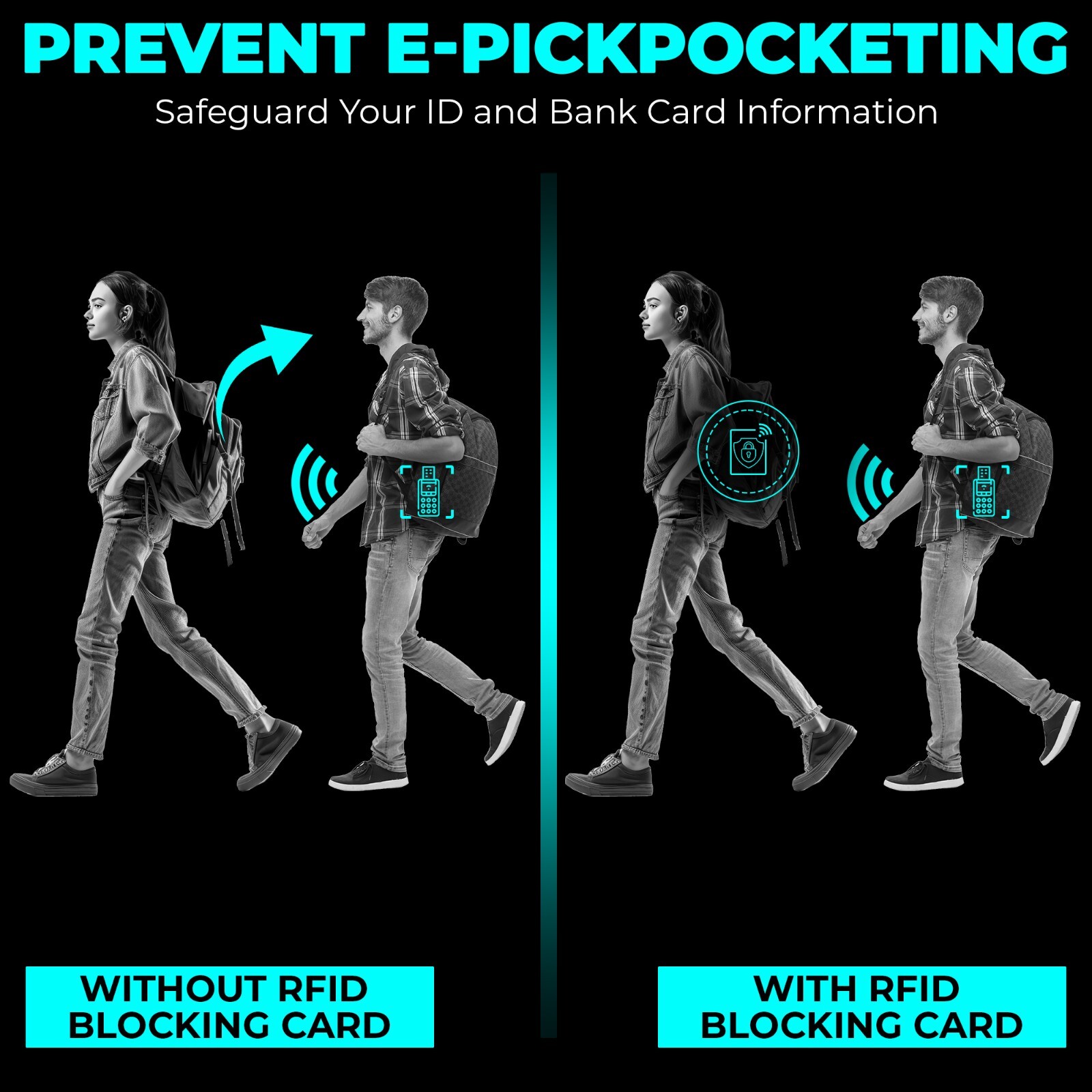 RFID Blocking Card - Slim RFID Card Blocker - NFC Contactless Card Protector 4pk