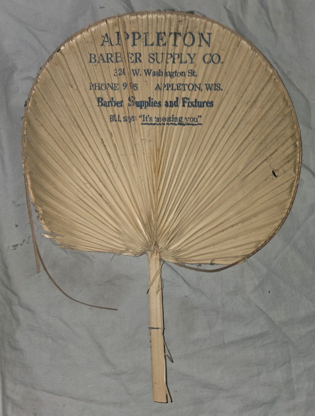 Appleton Barber Supply Company Advertising Fan Appleton Wisconsin. 324 W Wash St