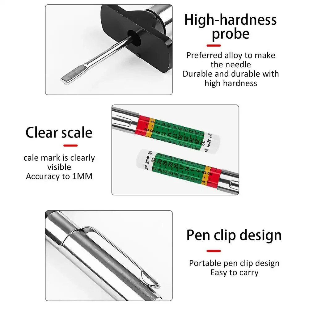 2PCS Car Tire Tread Depth Gauge Kit, Tire Thread Depth Meter Tool Color Coded