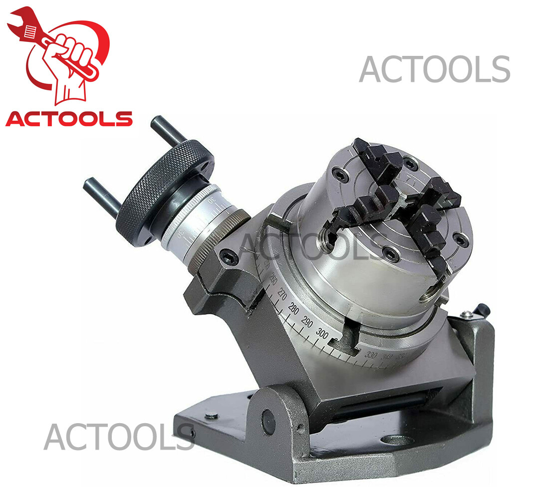 New Tilting Rotary Table 4"(100mm) + 70mm Independent Chuck 4 Jaws USA ACTOOLS