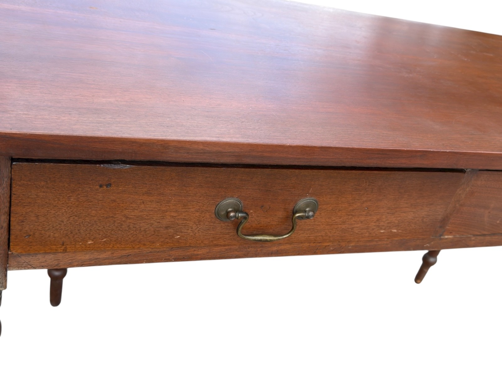 Antique Sheraton 2 drawer console work foyer table walnut 1820 country farmhouse