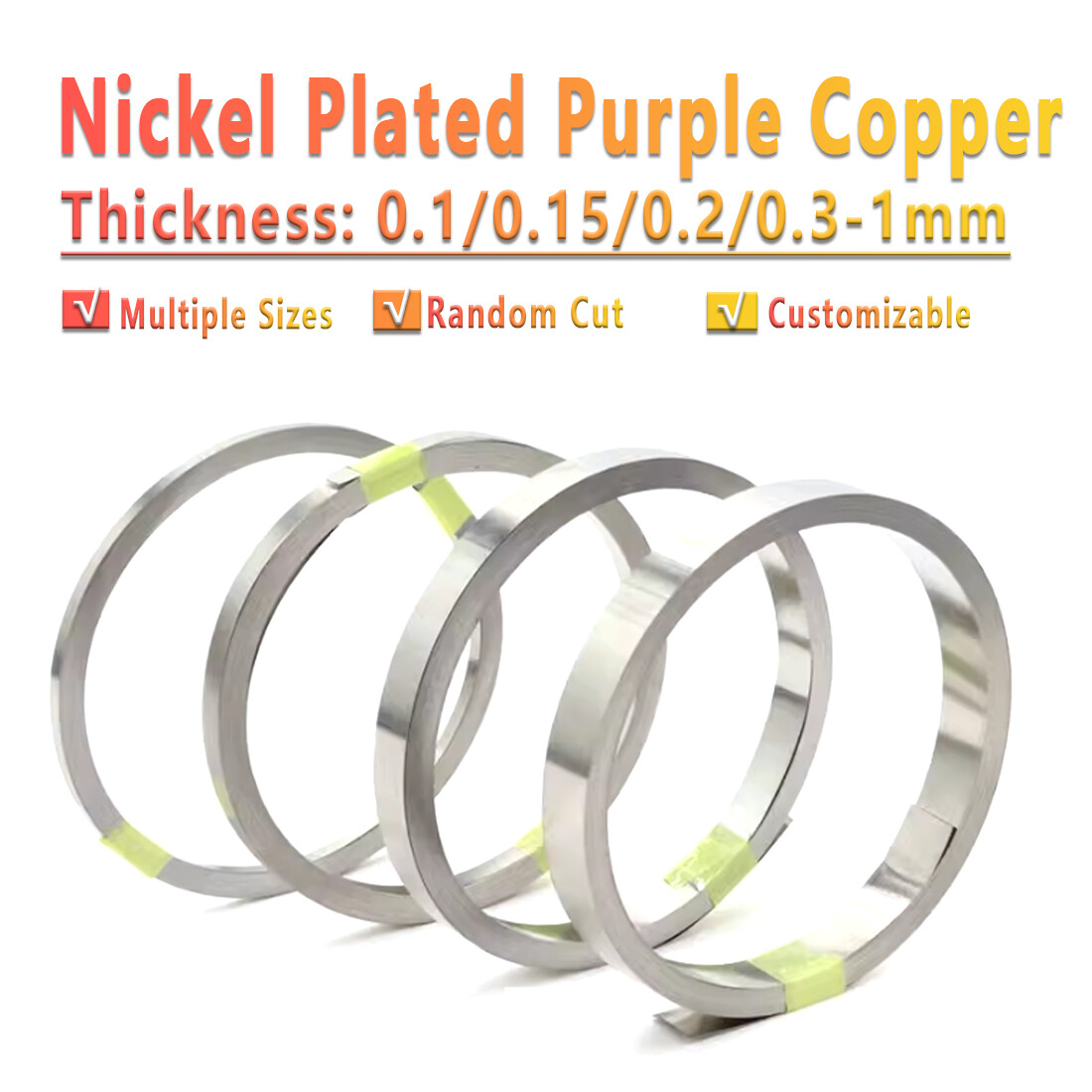 T2 Nickel Plated Copper Strip 0.1-1mm Silvering Metal Thin Plate Band Foil Sheet