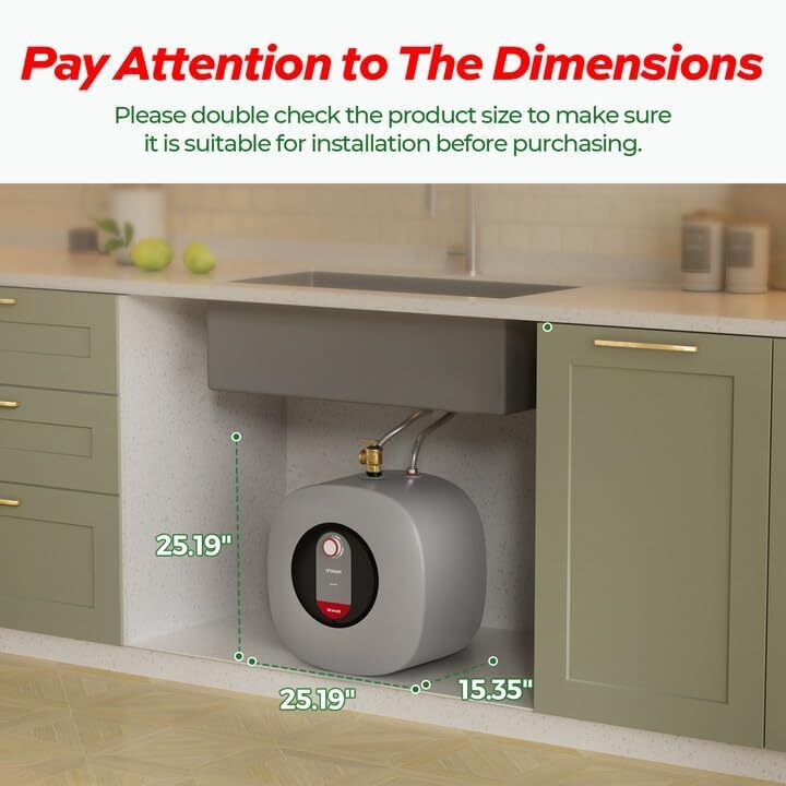 8 Gallon Electric Mini Tank Water Heater Instant Boiler 1440W Compact Storage