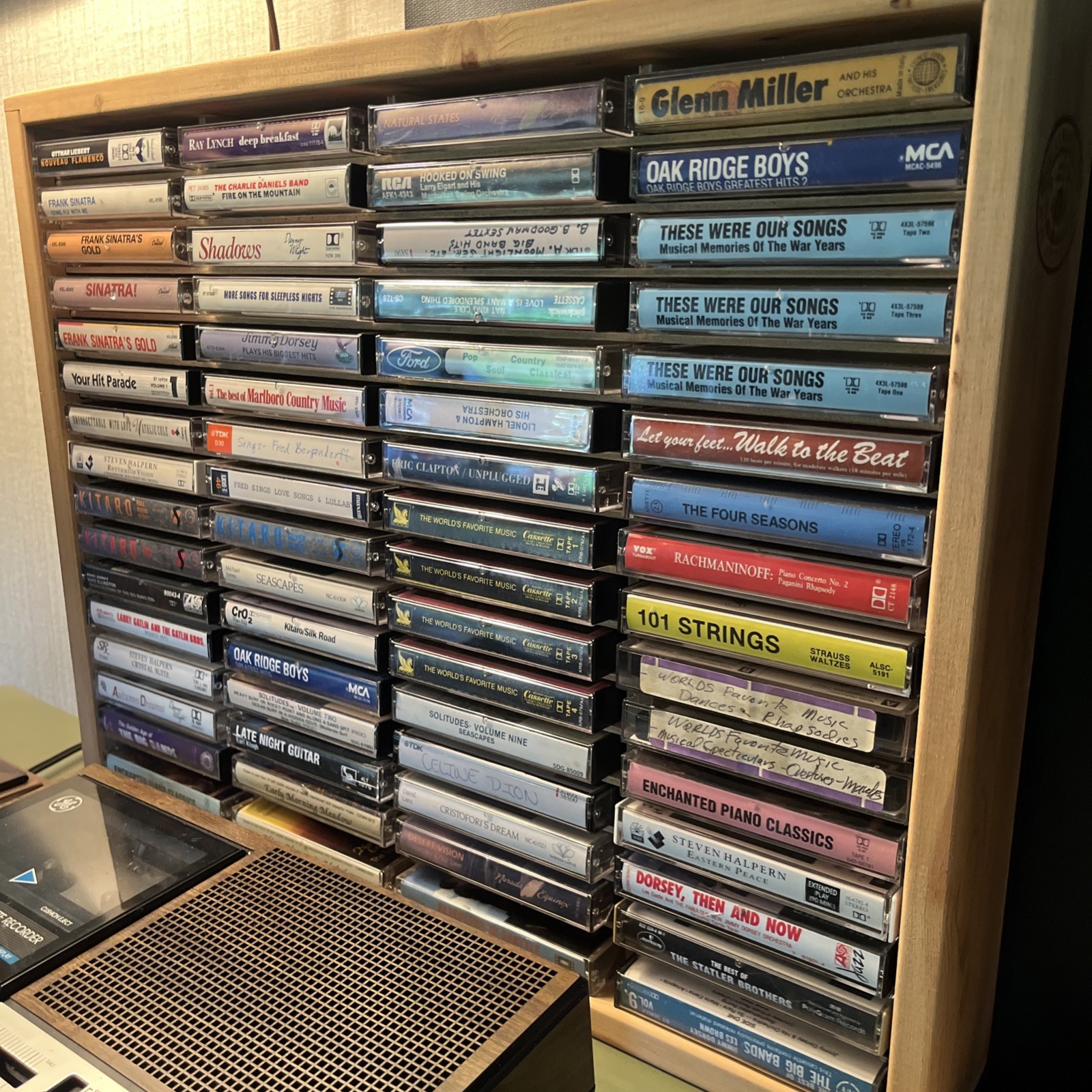 Vintage General Electric MODEL NO. 7-4956 Clock Radio AM/FM (64 Tapes Included)