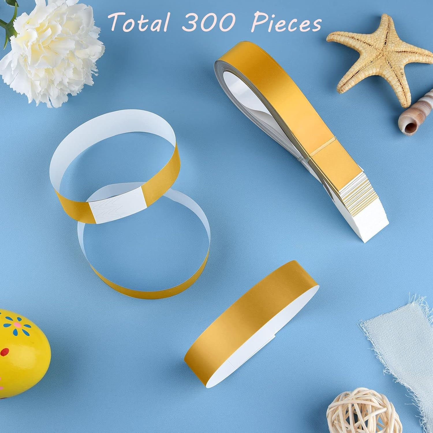 Paper Wristbands for Events - 300 Pcs Gold Waterproof Party Arm Bands