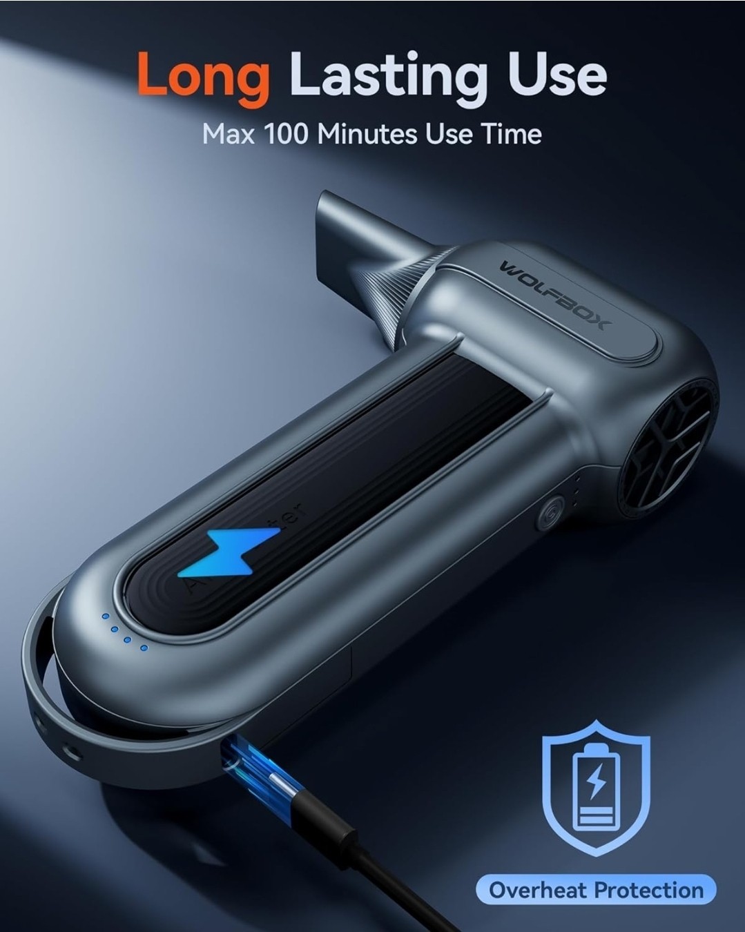 Wolfbox MF100 Electric Air Duster 150000RPM Super Power Cordless Silver/Gray