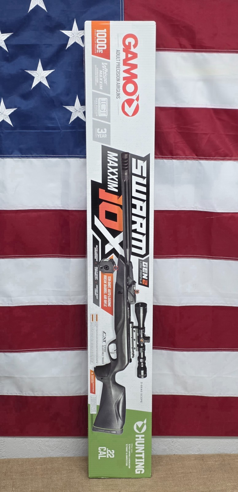 Gamo Swarm Maxxim 10X GEN2 .22 Air Rifle 1,000 FPS, 3-9x40mm Scope #611003855554