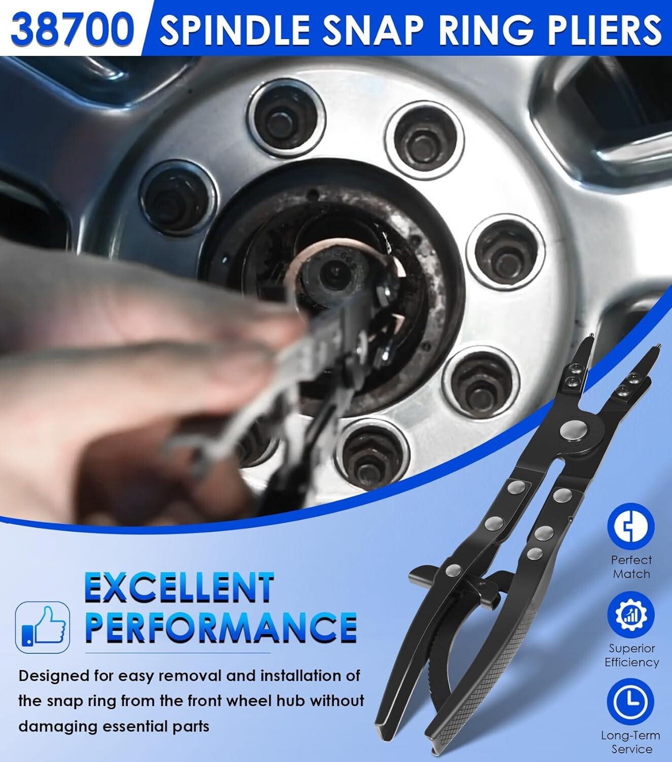 Upgraded 38700 Spindle Snap Ring Pliers for Ford Super Duty Pickups 2007 and New