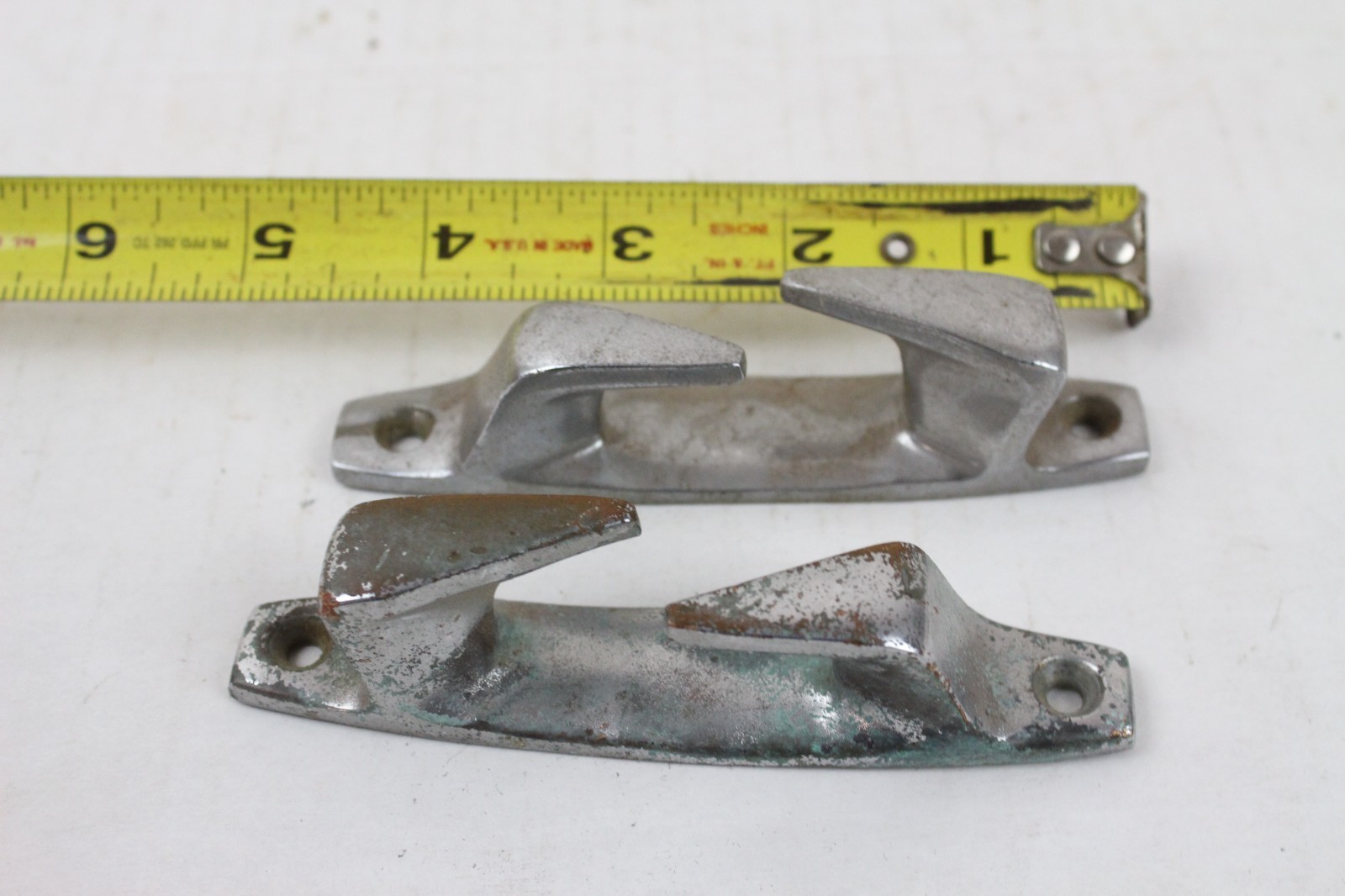 2 Vintage Wood Boat Cleat Skene Chock 4-1/2” Chrome Vintage Part Chris Craft ?