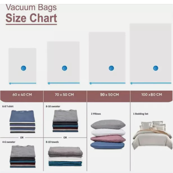 10 x Jumbo Vacuum Storage Bags Travel Space Saver Garment Seal Clothes Organizer