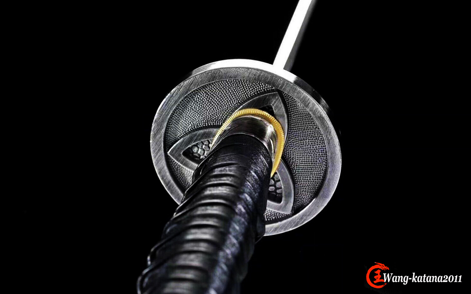 Black Leather Katana Clay Tempered T10 Japanese Samurai Sharp Sword with Straps