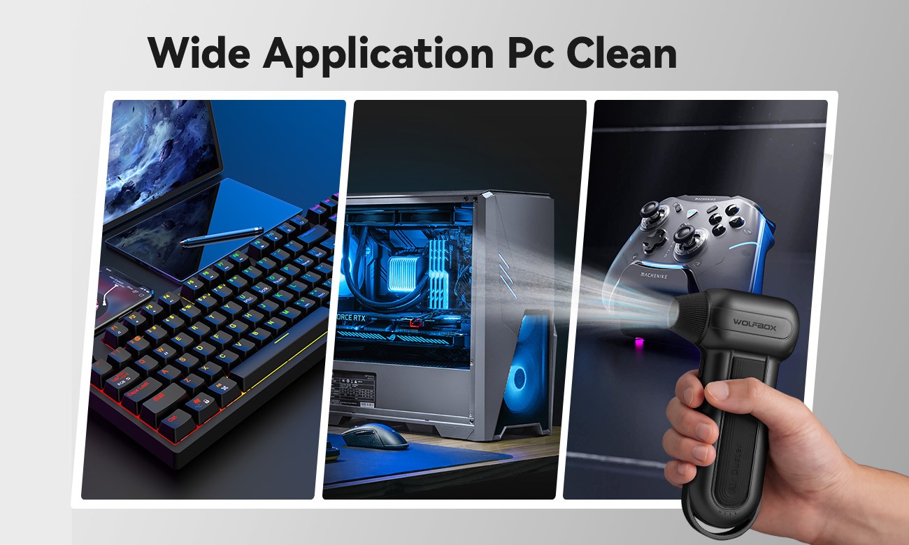 WOLFBOX Rechargeable Air Duster 150000RPM Brushless Motor Turbo Fan Blower DF100