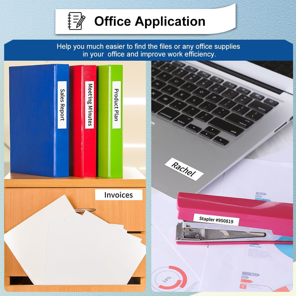 4pk Label Maker Tape 12mm 0.47 - fits Brother M-K231s P-Touch BLACK on WHITE