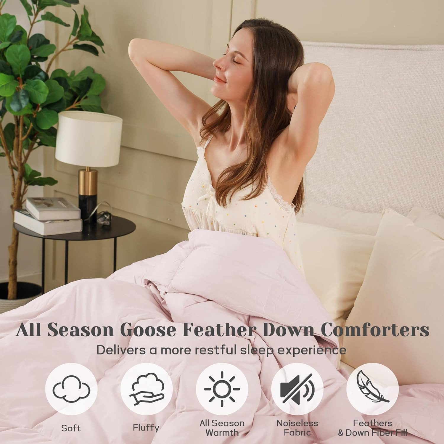 Queen Size down Comforter - All Season Ultra Soft Goose down & Feather Fiber Fil