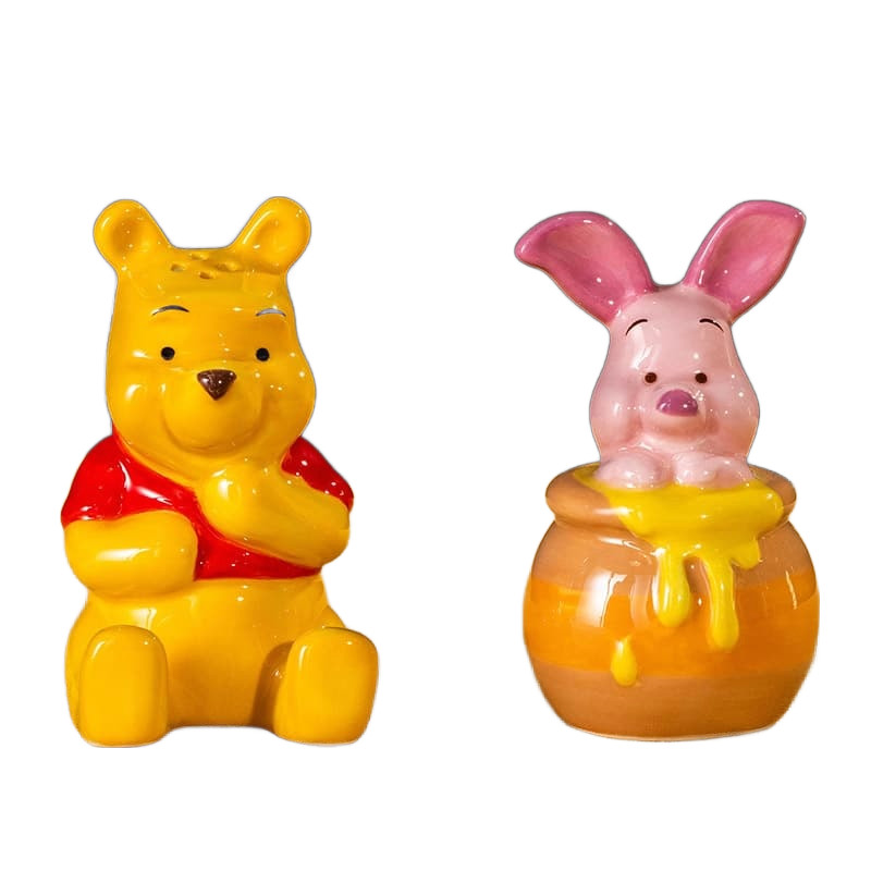 Disney Winnie the Pooh & Piglet Hunny Pot Salt & Pepper Shakers Vintage
