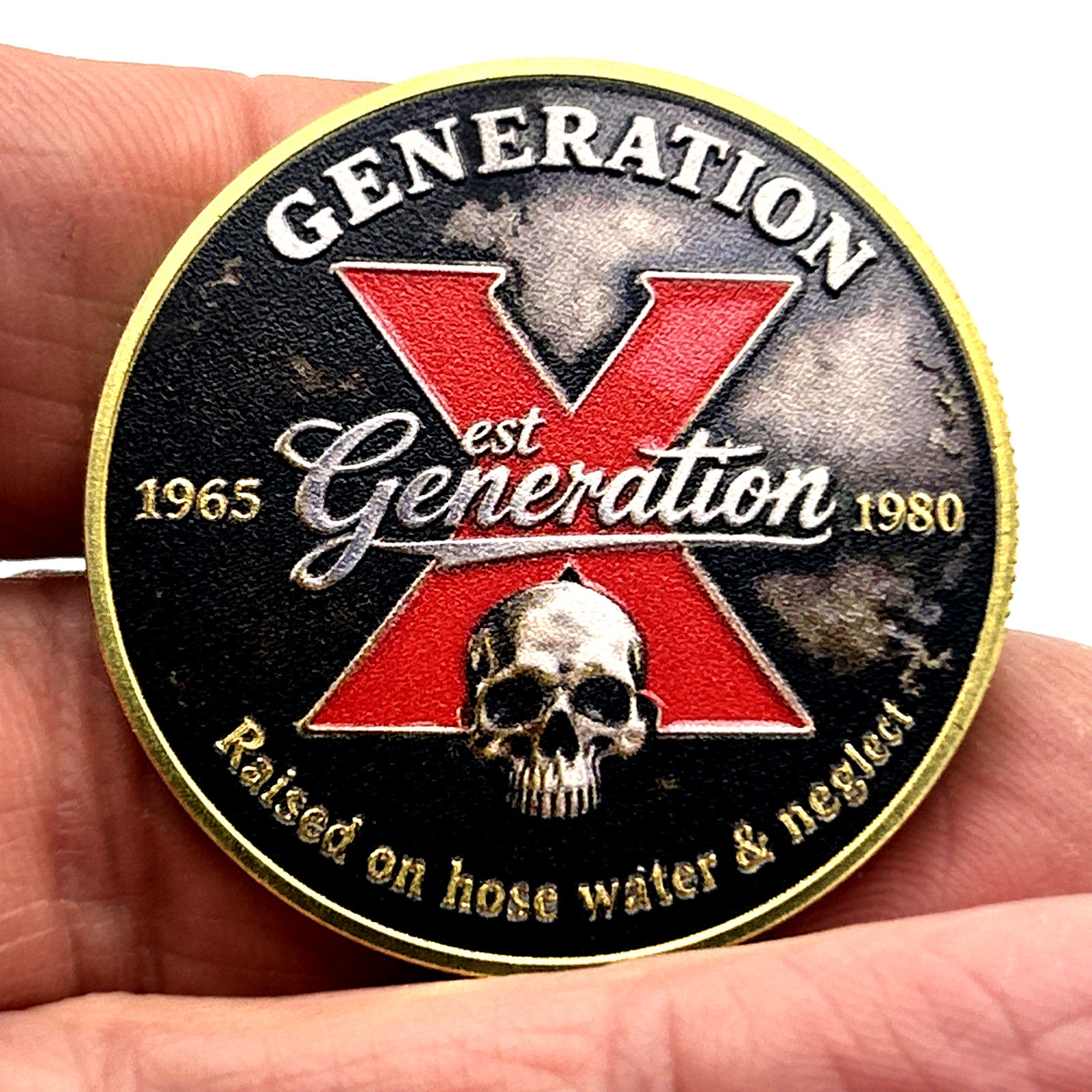 GEN-X 1965-1980 Skull *BADAS$ Generation Challenge Coin Collectible Medal