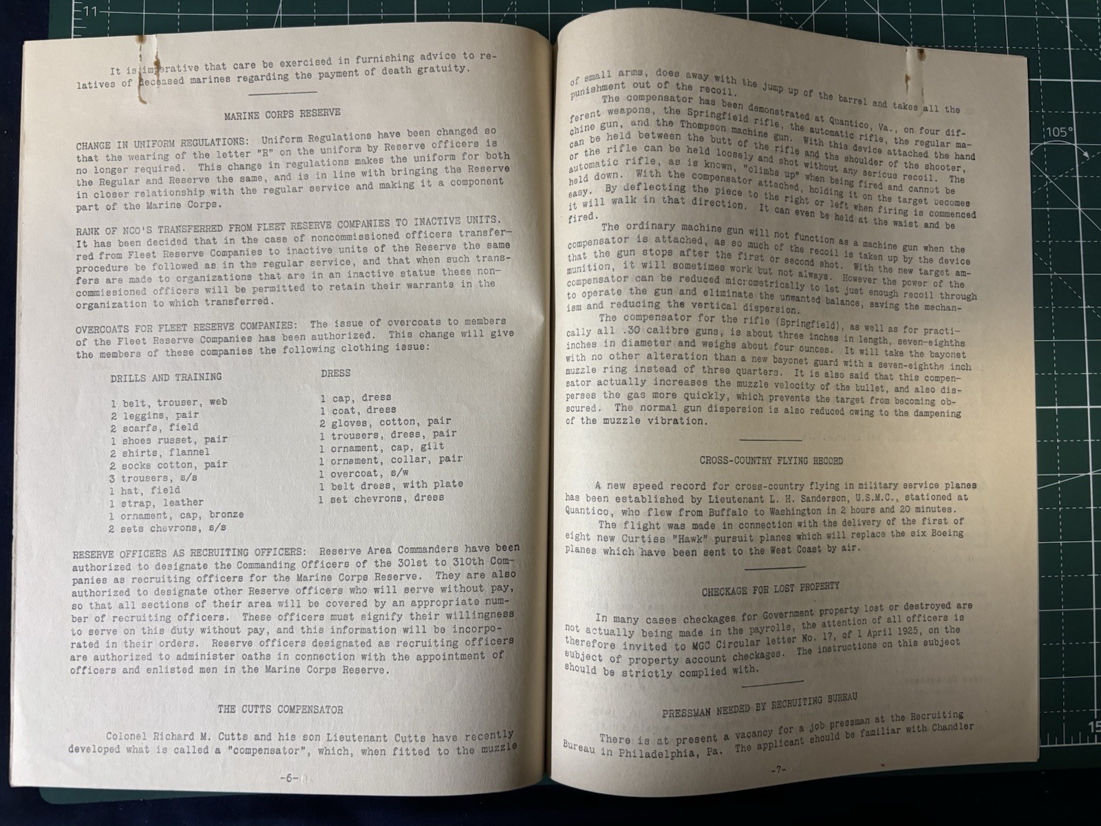 Post WW1 USMC Rare General Lejeune Headquarters Bulletin Document 1926