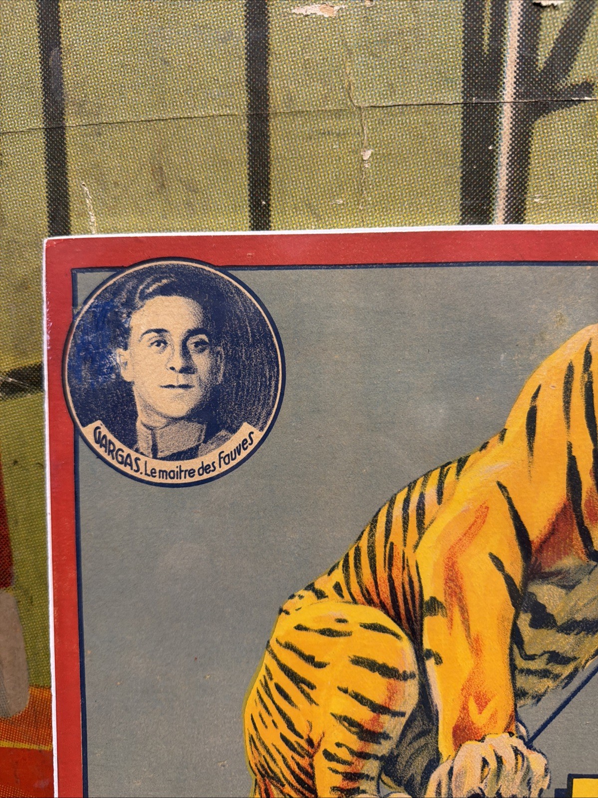 ANTIQUE 1922 PINDER RATJA TIGER TIGHTROPE WALKER CIRCUS POSTER SIGN CARNIVAL ZOO