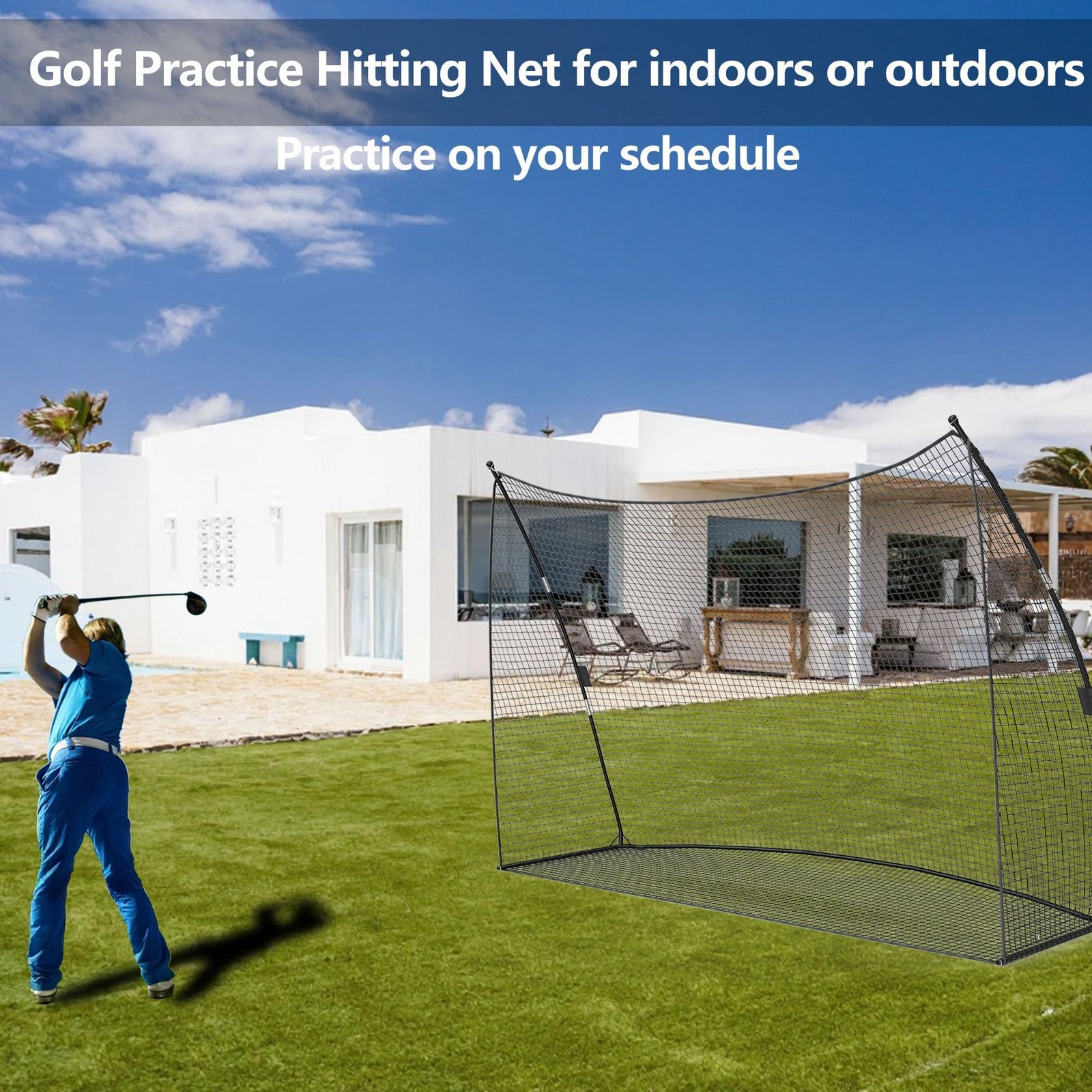 10x7ft Portable Golf Practice Hitting Net Indoor Personal Driving Range Training