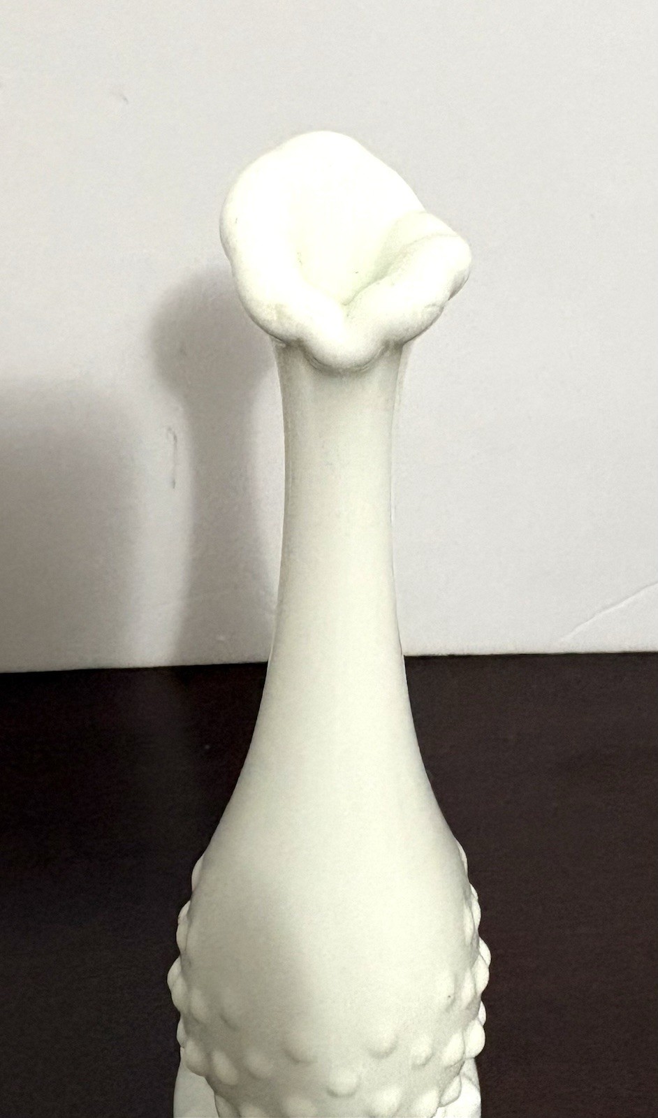 Vintage Fenton Milk Glass Hobnail Bud Swung Vase Approx 8.5” Tall Fluted