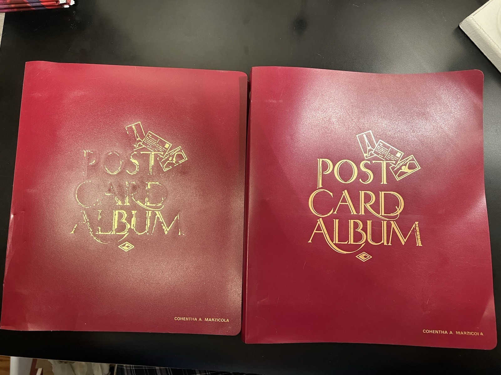 2-Used Empty Vintage Vinyl Loose Leaf Postcard Binders.Refillable. 70 pgs. Total