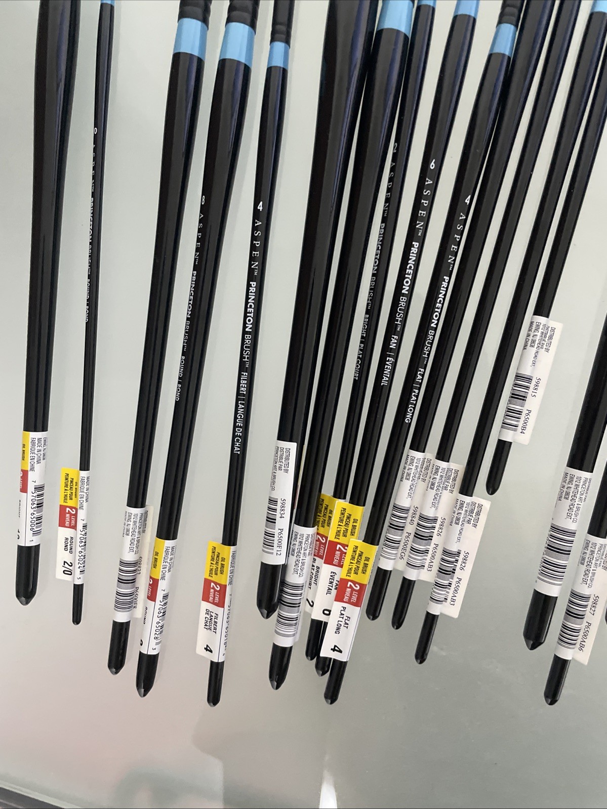 LOT OF 49 - Princeton Aspen Long Handle Oil Acrylic Synthetic Paint Brushes