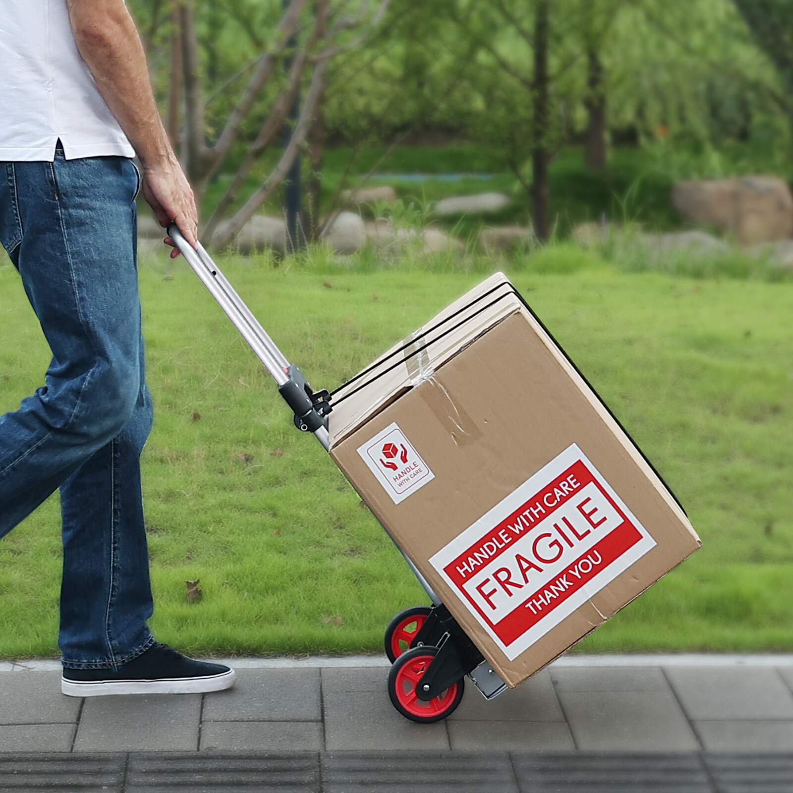 VEVOR Folding Hand Truck Aluminum Luggage Trolley Cart Dolly 176 lbs Bungee Cord