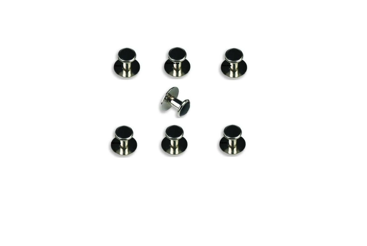 NEW Set ( 7 ) Seven Silver Black Formal Shirt Studs Tuxedo Tux USA Big and Tall