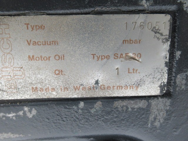 Busch 040-138 Vacuum Pump 20Mbar 1Litre Type SAF30 USED