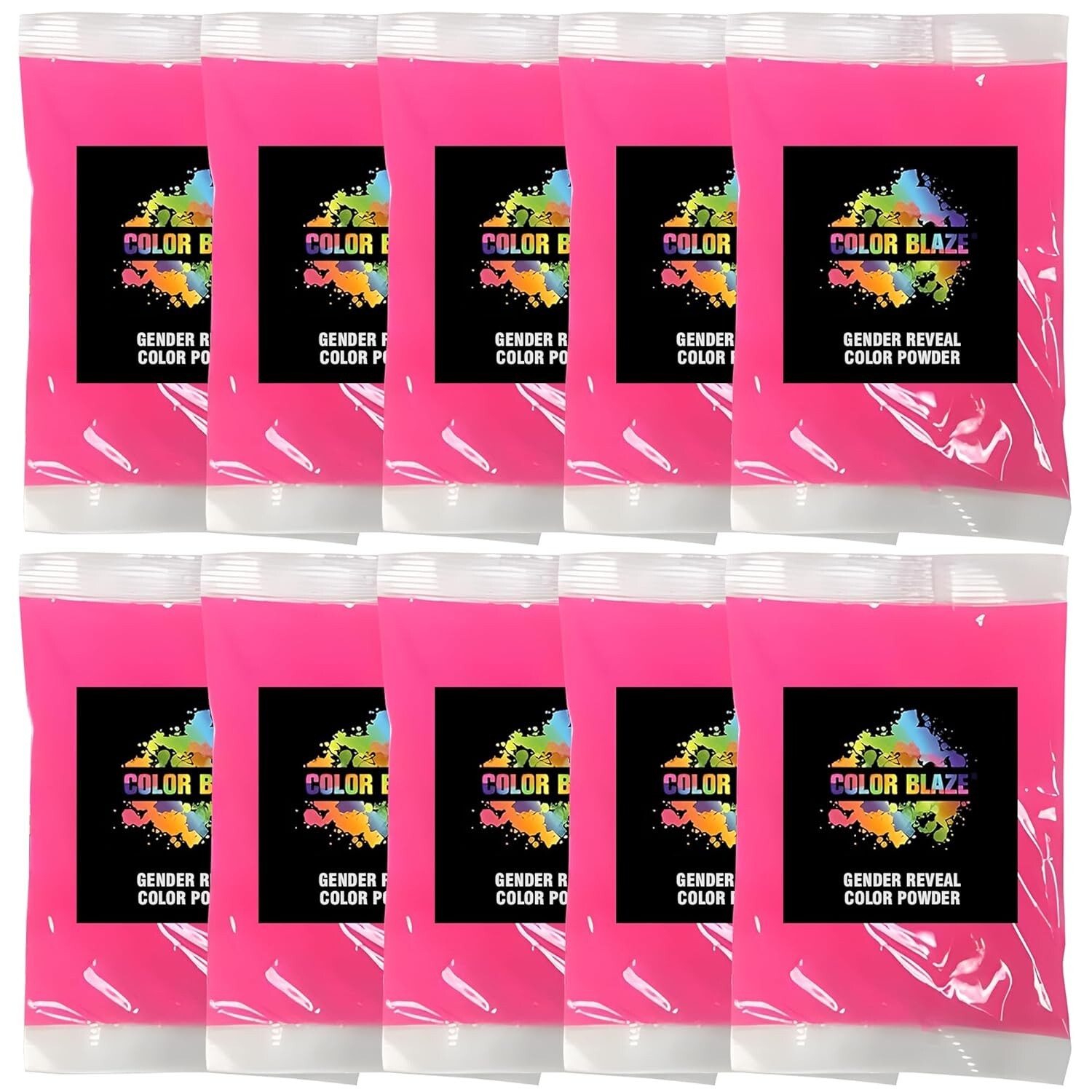 Color Blaze Gender Reveal Powder Packets - Blue - Set of 10, Baby Party, Boy