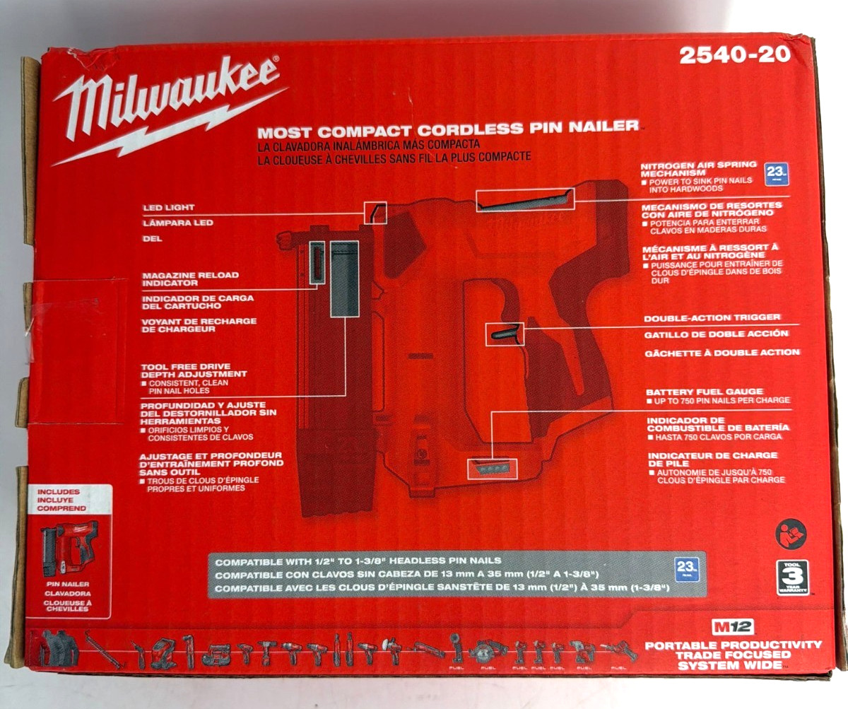 [NEW] (2540-20) Milwaukee M12™ 23 Gauge Pin Nailer