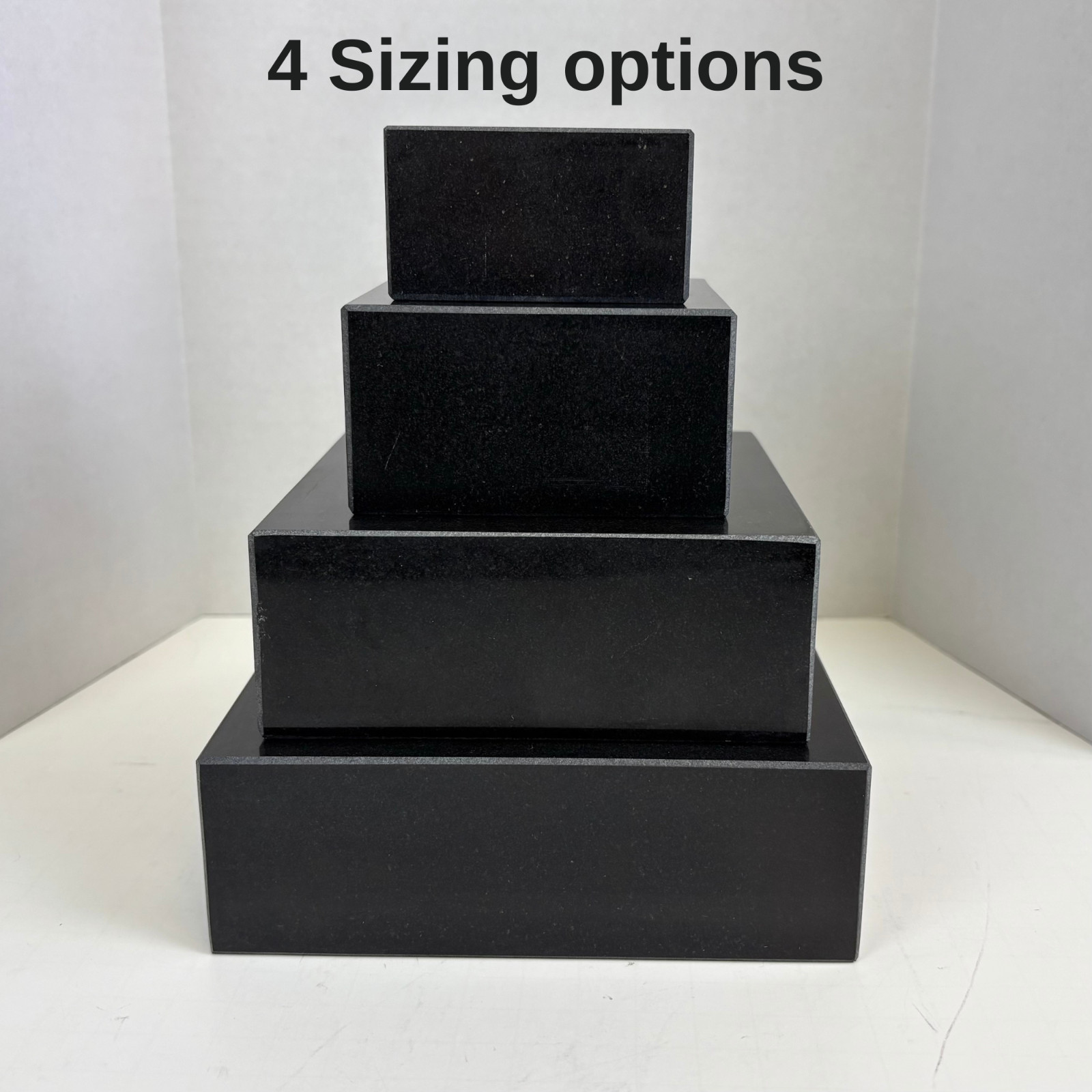 Premium Black Marble Display Base with Center Mount Hole – Polished Stone Pedest