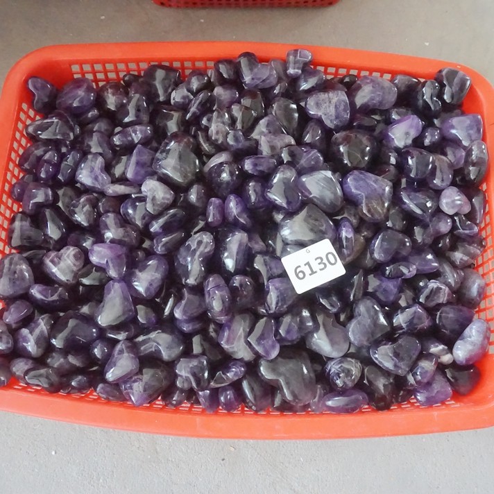 11LB 180Pcs Natural Purple Amethyst Quartz Crystal Heart Carved Healing Brazil