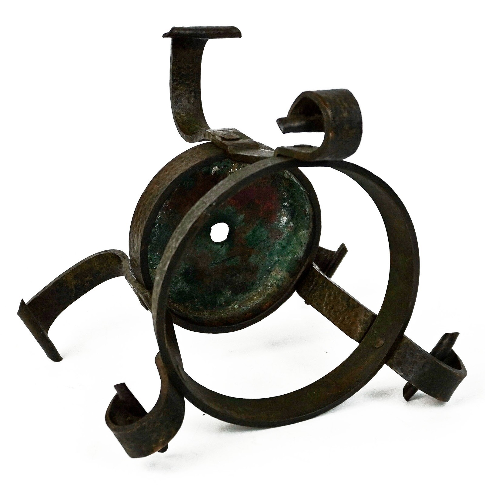 Antique Arts & Crafts Heavy Hammered Bronze Tripod Flower Pot Plant Stand