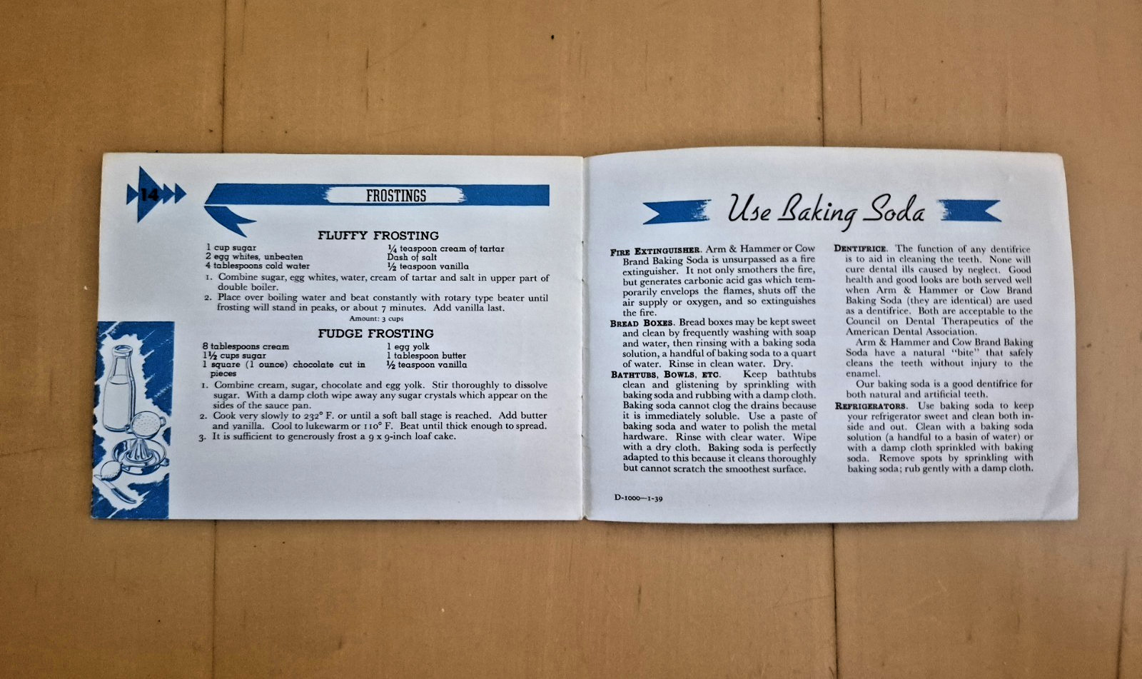 Vintage 1938 GOOD THINGS TO EAT MY FAVORITE CHOCOLATE CAKES - Arm & Hammer RARE