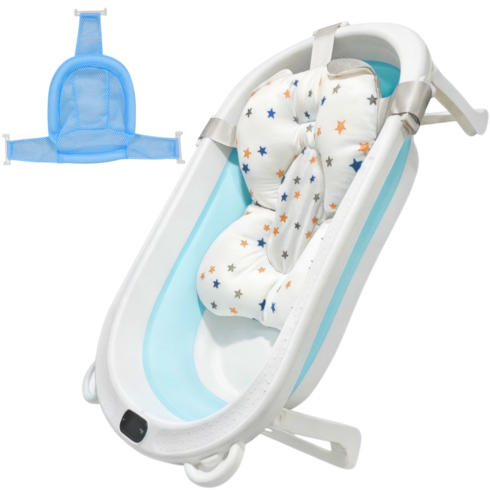 Collapsible Baby Bathtub with Real-Time Thermometer, Foldable Infant to Toddler