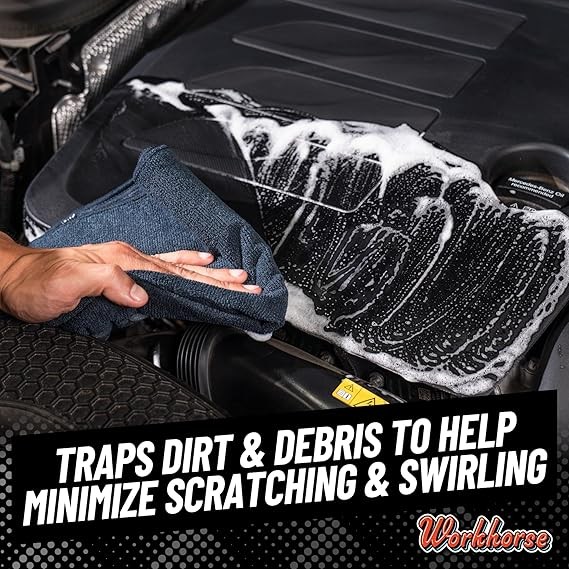 Chemical Guys - Workhorse Microfiber Towel, Black (16 in. x 16 in.) (Pack of 6)