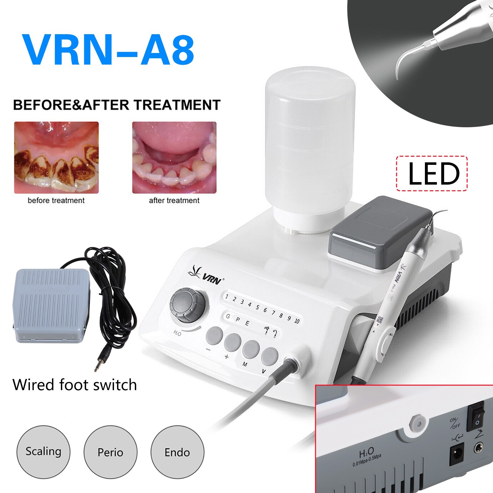 LED Dental Ultrasonic Piezo Scaler Handpiece Bottles Fit EMS Cavitron Woodpecker
