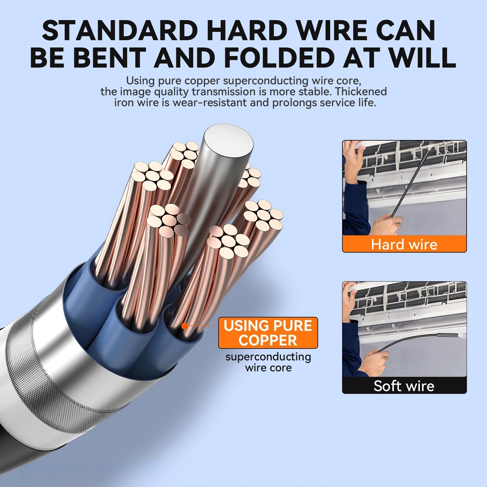 5M Endoscope Camera with Light, 4.3' IPS Screen 1080P HD Inspection Camera LED